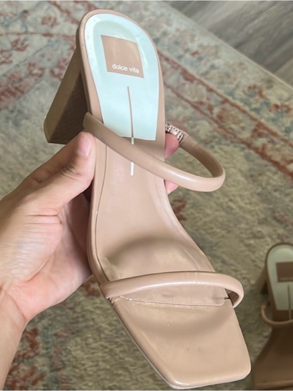 Dolce Vita Neutral Casual Womens Strappy Leather Stacked Heel Sandal 10M